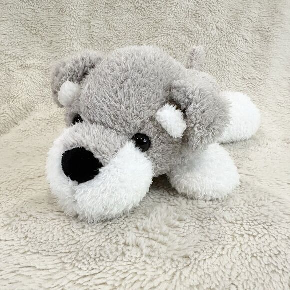 Spark Create Imagine Schnauzer Dog Plush Gray White Laying Puppy Stuffed Animal - Picture 1 of 6